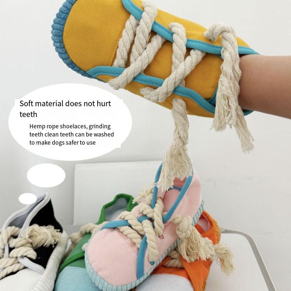 Interactive Dog Chewing Toy Shoe Shaped Pet Cotton Rope Slippers Squeaky Dog Toy Reduce Anxiety