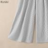 ZANZEA Pantaloni Larghi Casual da Donna con Stampa a Righe
