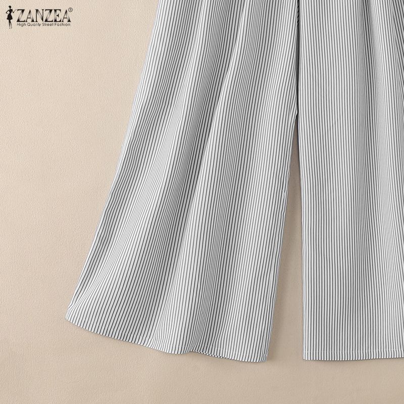 ZANZEA Pantaloni Larghi Casual da Donna con Stampa a Righe