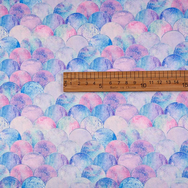 Colorful Fish Scale Floral Stretch Satin: Polyester-Spandex Digital Print Cheongsam Faux Silk Fabric