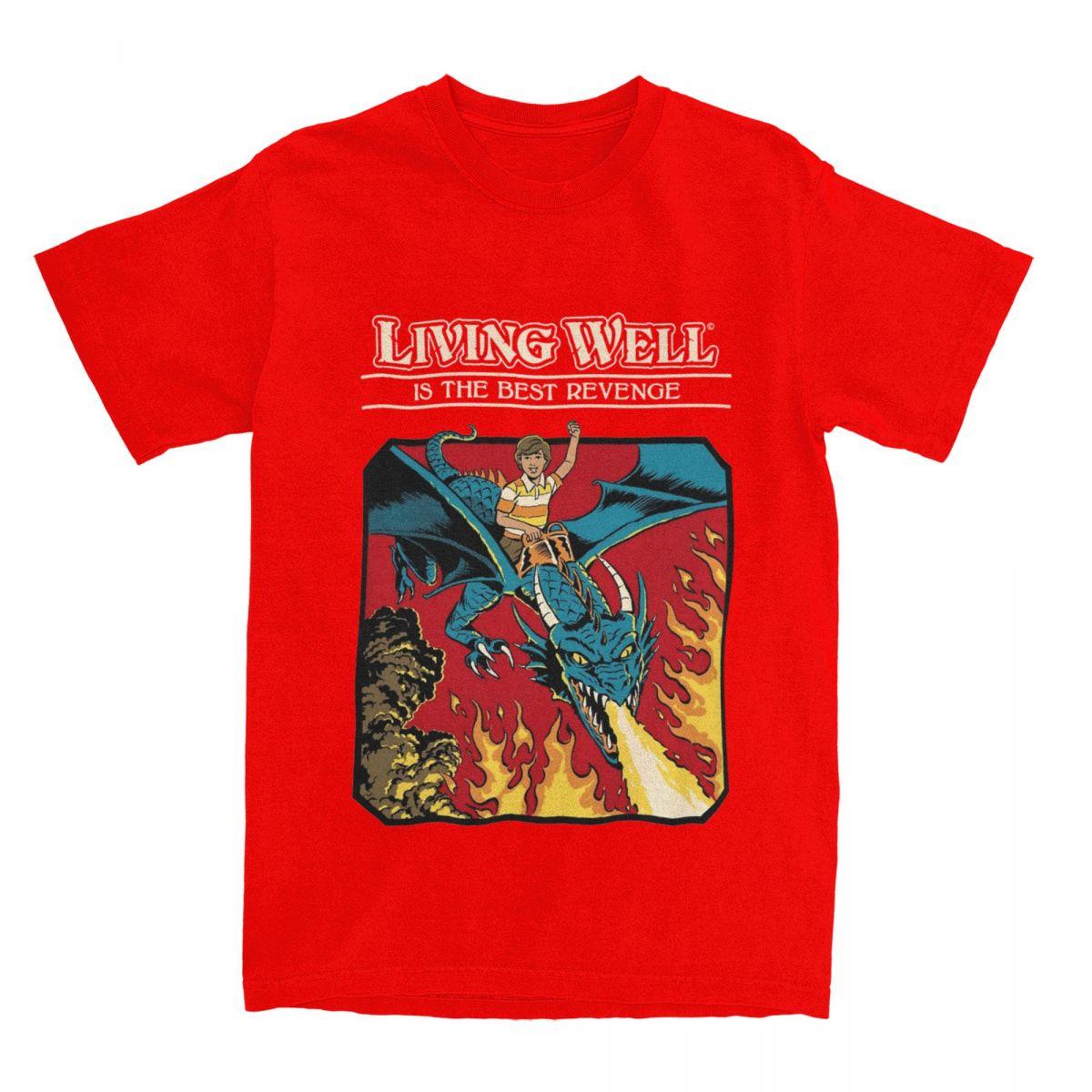 

Living Well Dungeons Dragon Parody Accessories TShirts Unisex Women Vintage Fantasy Crazy Cotton Graphic Print Cloth S