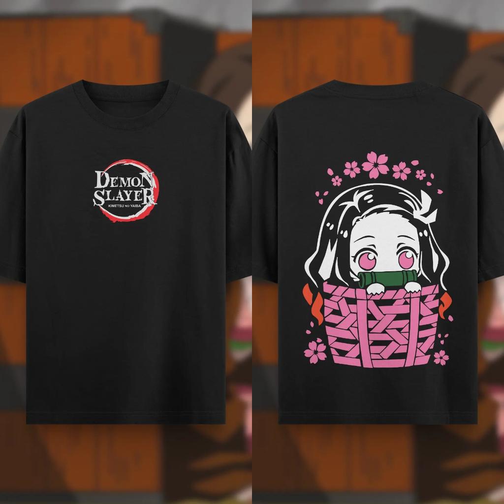 Letní pánské tričko s anime potiskem Demon Slayer Kreslený nadrozměrný top Pánské Dámské Unisex Krátký rukáv Vysoce kvalitní Těžká bavlna