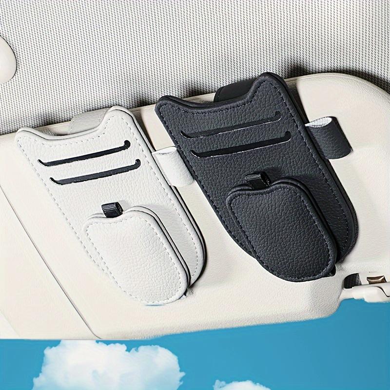 Premium Microfiber Leather Car Visor Organizer - Universal Fit, Multifunctional Clip for Glasses,Compact Space-Saving Design