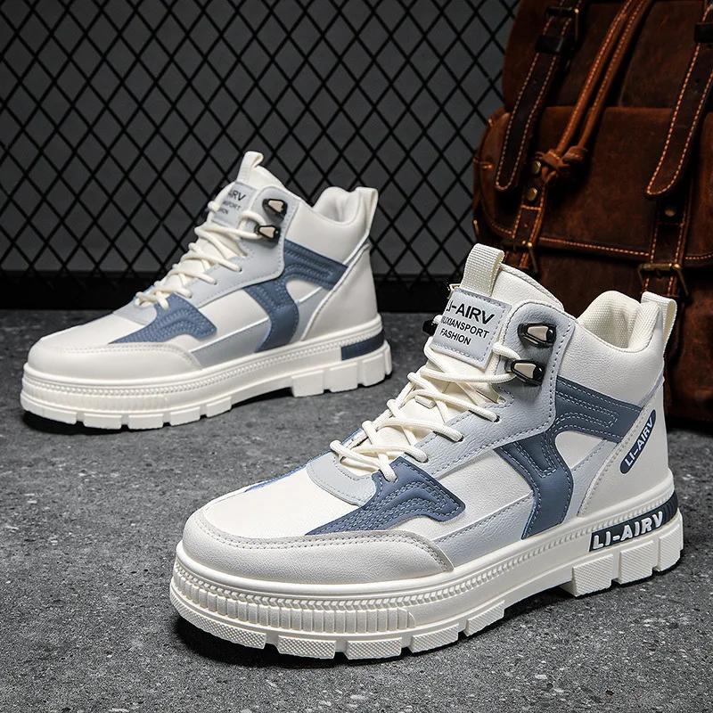 Men Boots Outdoor Platform Designer Men's Ankle Boots Fashion Motorcycle Boots Lace-Up Men's Non-slip Work Shoes Male