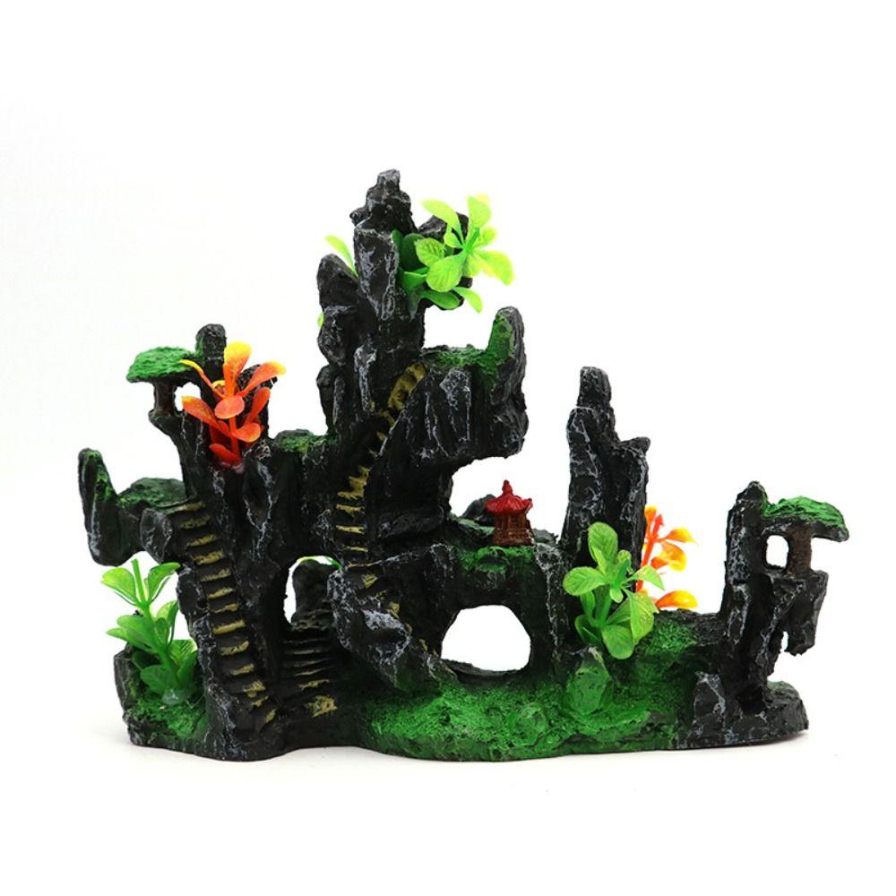 Creative Aquarium Rockery Mountain Decoration Resin Mountain Stone Statue  Landscaping