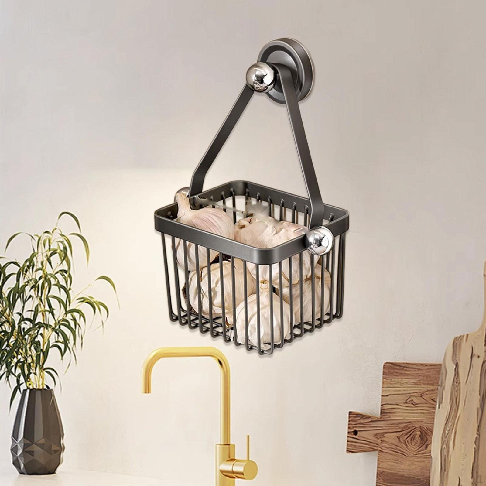 Подвесная кухонная корзина Сетчатые корзины Настенная Фермерская для еды Чеснок Лук серый