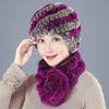 Middle-aged Rex rabbit hair hat female autumn and winter warm elderly grandmother ear protection fur mother wool scarf