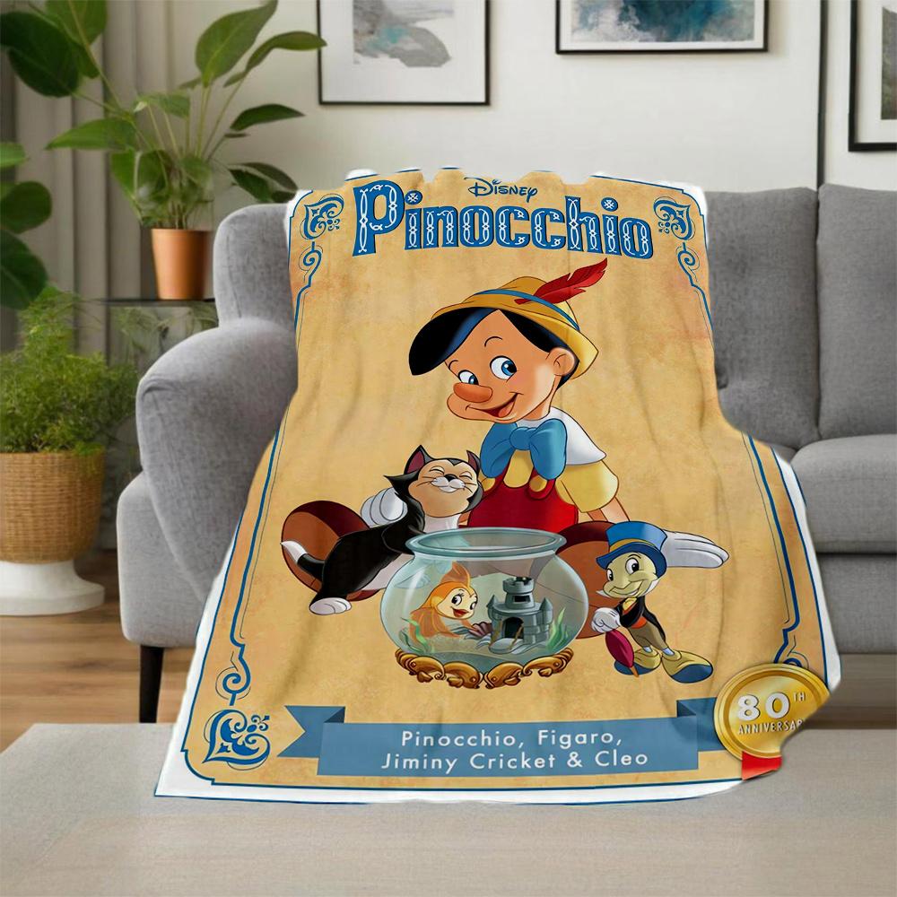 1pc, Pinocchio & Friends Blanket Seasonal Throw for All Seasons, Living Room, Travel, Outdoor Blankets, Camping