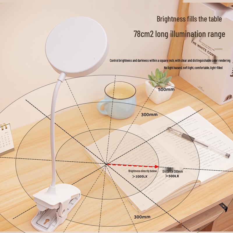 USB Rechargeable LED Clip-On Desk Lamp for Eye Protection, Ideal for Students and Bedside Use