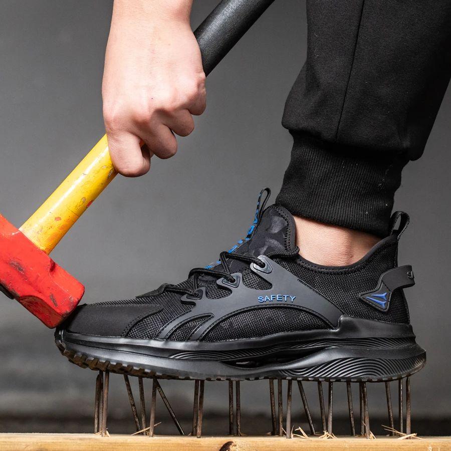Work Shoes Men Sneakers Steel Toe Puncture-Proof Work Shoes Boots Fashion Indestructible Lightweight Footwear Security