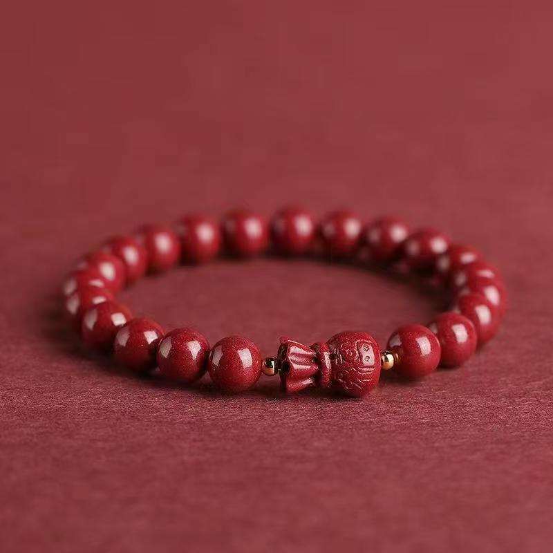 

Cinnabar Lucky Bag Bracelet with Purple Gold Sand for Men & Women - Brings Fortune and Good Luck in Your Personal Year Low Content with Less Mineral Shine