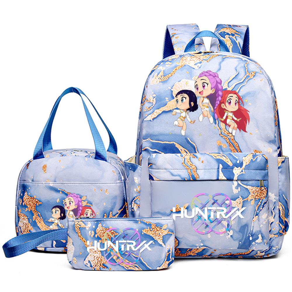 3Pcs/set Cartoon Kpop Printed Backpack with Handbag Pencil Case for Teenager Student Girl Boy Bookbag Schoolbag Women Large Capacity Travel Bag