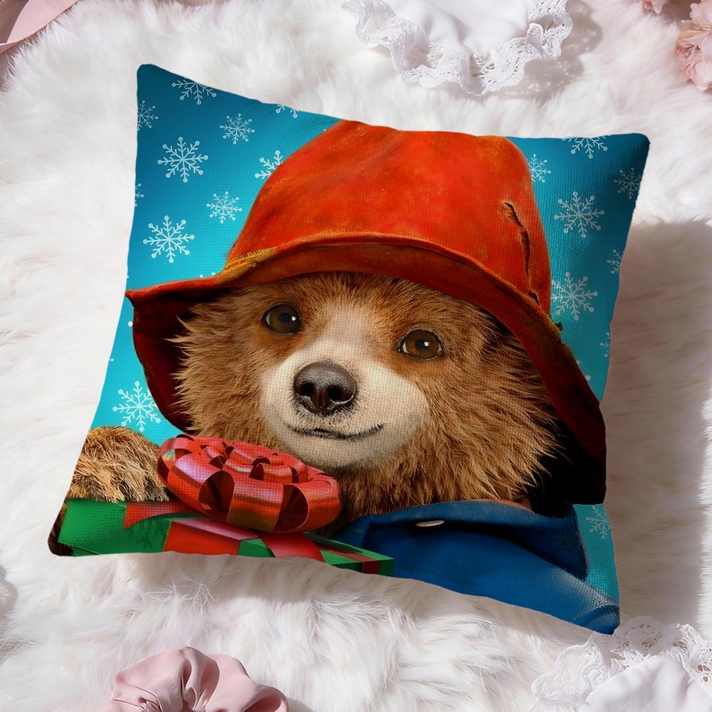 Fashion P-PPaddington Bear Cushion Cover Soft Washable Pillow Case Multi-Scene for Couch Bed Travel Office Use