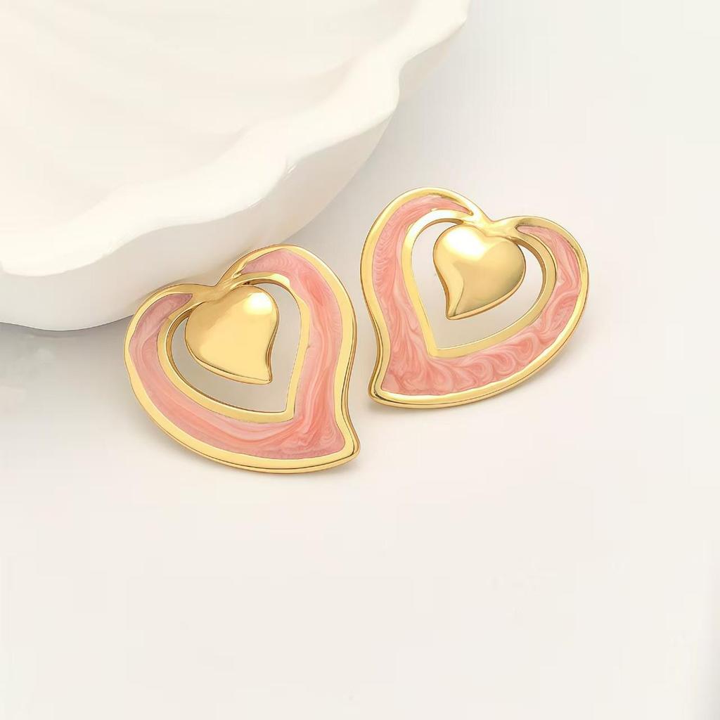 Contemporary Irregular Drip Oil Heart Earrings