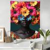 Black Women Wall Art Tapestry Vertical Flower Girl Tapestry African Print Tapestries for Women Men Teens Modern Decor Wall Art