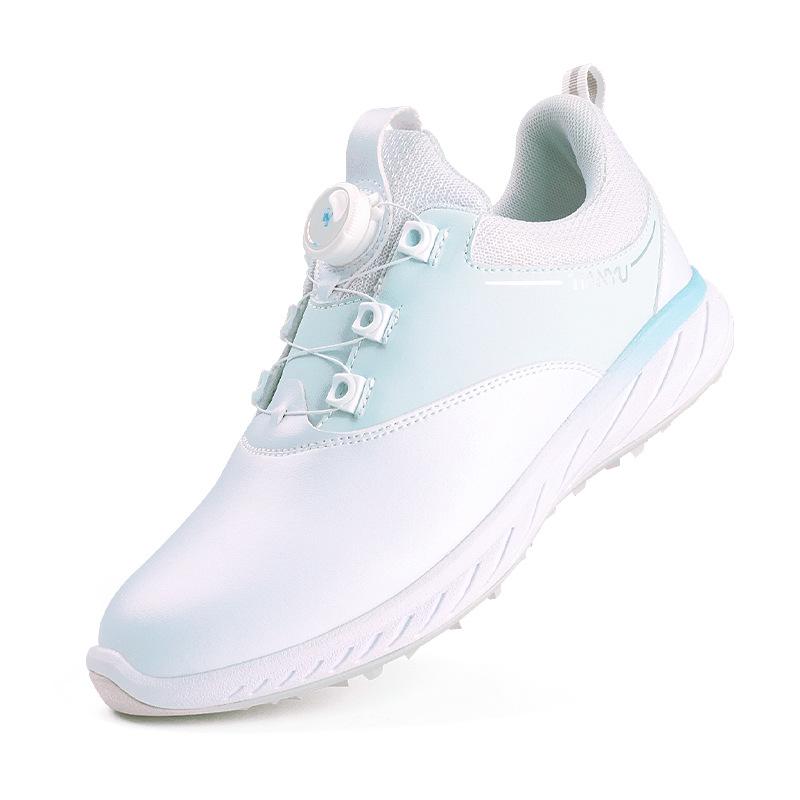 

Женские водонепроницаемые нескользящие туфли для гольфа с фиксированными шипами и вращающимися шнурками 40 синий/белый