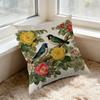 Square Decorative Pillow Case With Birds And Flowers Pattern In Cream Color For Living Room Bedroom Or Window Seat Decoration