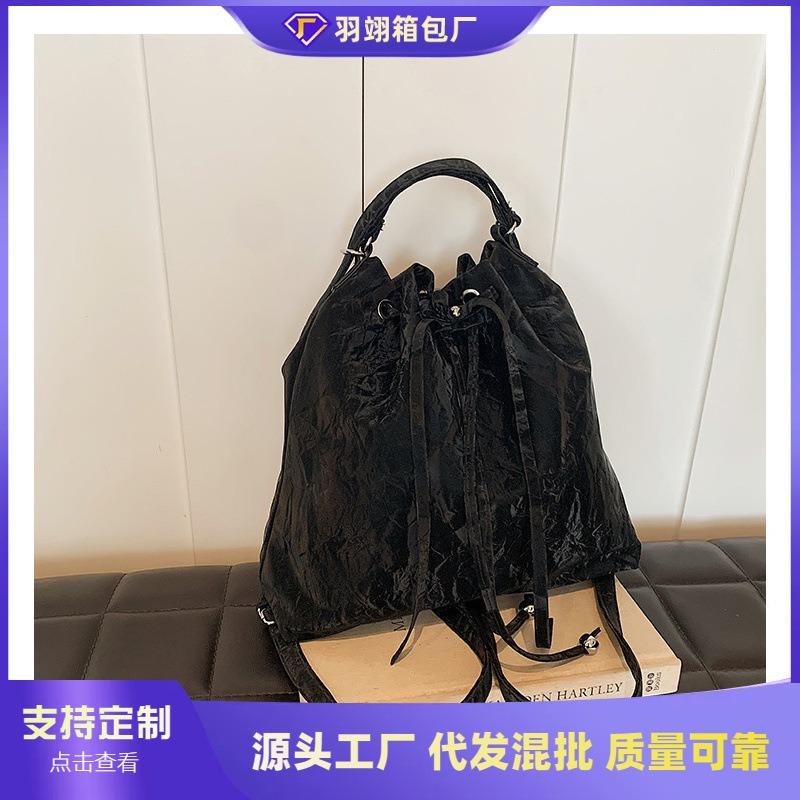 Premium tekstura łańcuszek worek kubełkowy damski nowy modny wielofunkcyjny modny torba na ramię listonoszka plecak