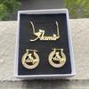 QIUHAN OEM Ice Out Blink 22mm Hoop Earrings Necklace Custom Name Jewelry Set