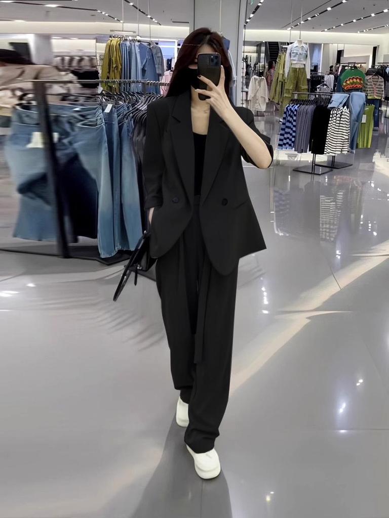 2602 Spring/Autumn Plus Size Women's Suit Jacket & Casual Pants Two-Piece Formal Set