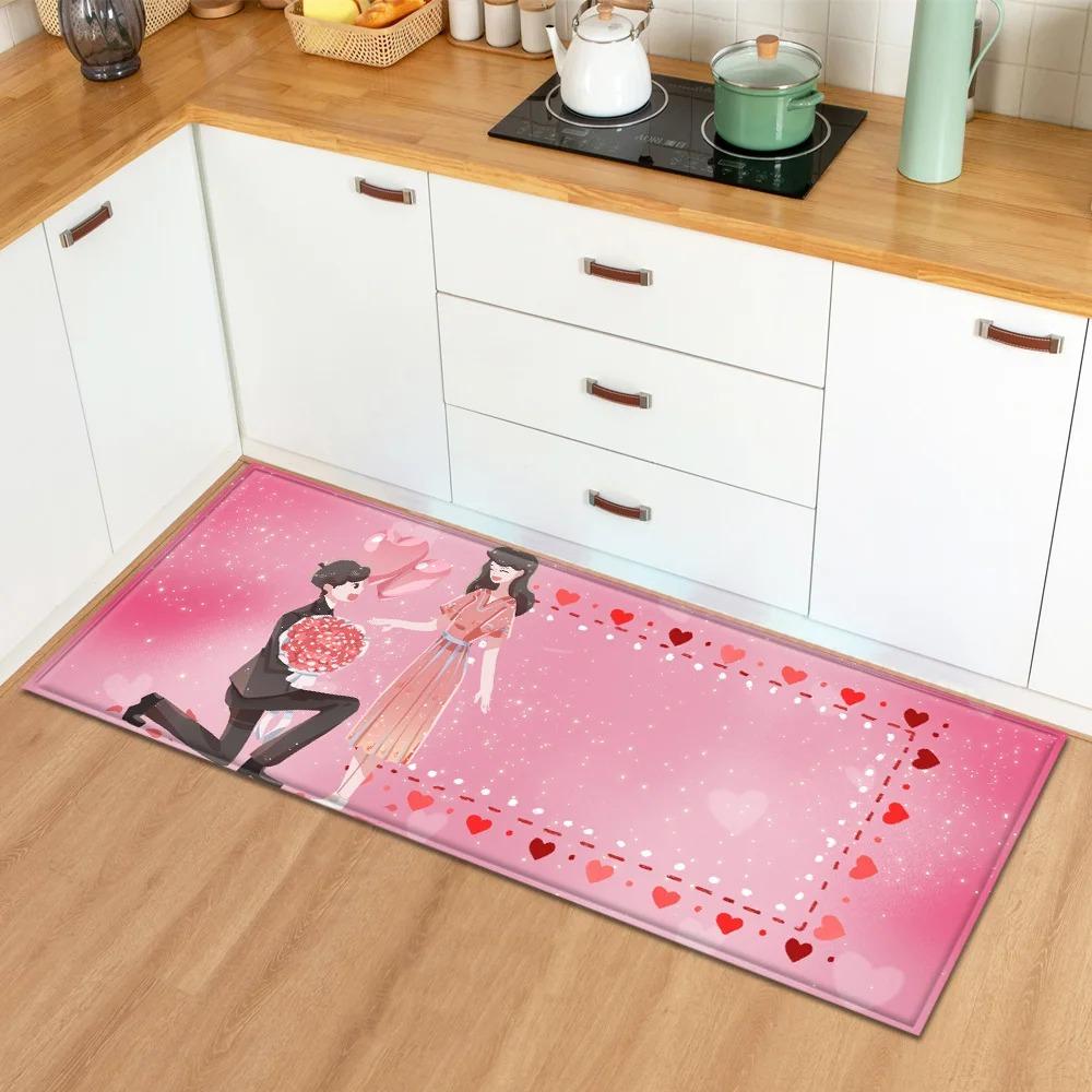 Valentinstag Liebe Rosenmuster Hausküche Bodenmatte Eingangsbereich Dekoration Bodenmatte