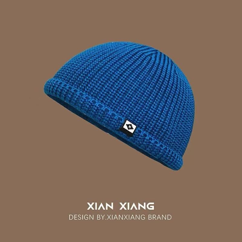 Cold hat men's autumn and winter tide warm knitted hat versatile velvet ear protector wool hat women's bag head hat