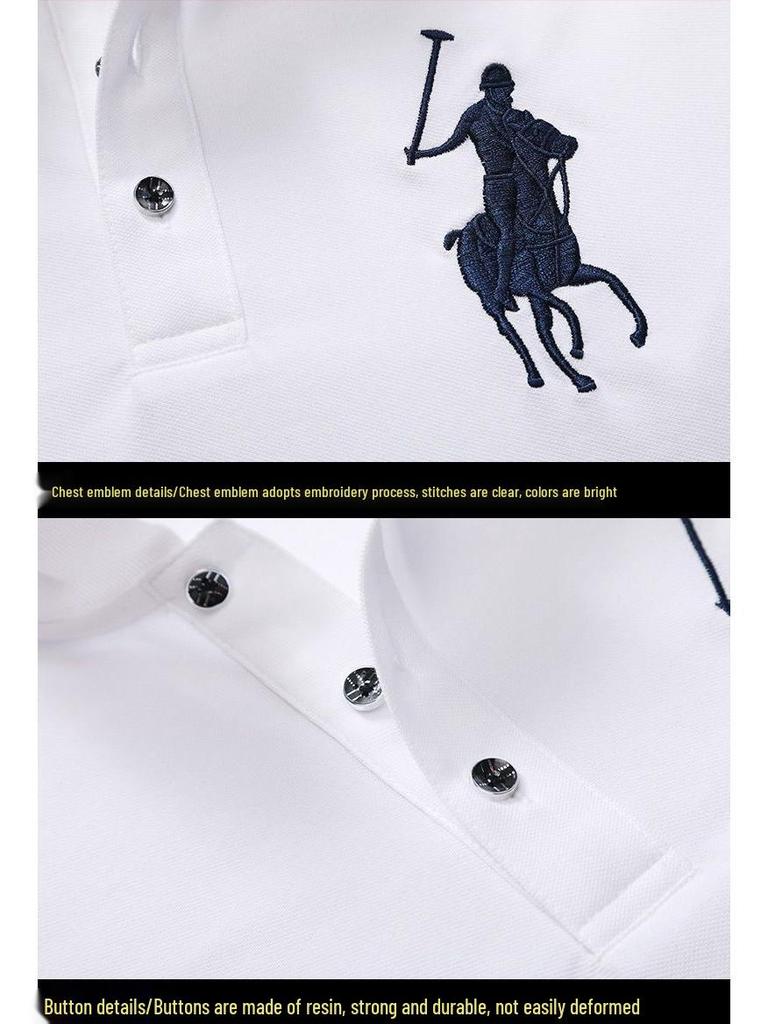 Authentisches Paul Herren Kurzarm-Polo mit Pferdelogo, gesticktem Kragen, Übergröße lockere Passform