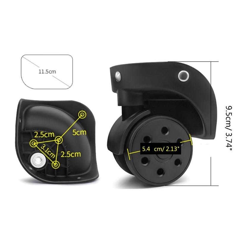 2Pcs Trolley Casters Replacement Heavy Duty Roller Wheel for Luggage Box Suitcase 360 Degree Swivel kit SilentWheel
