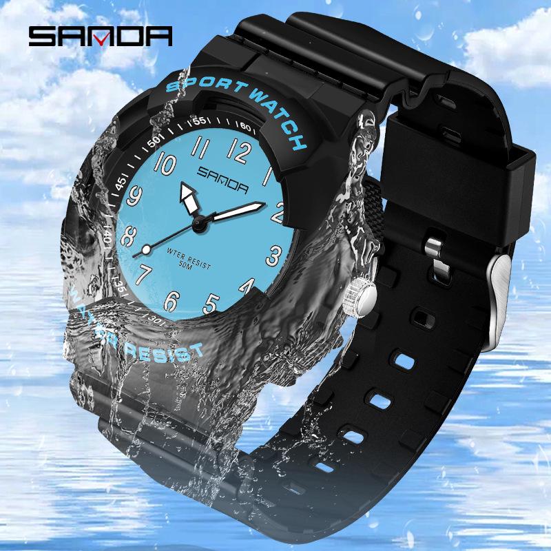 Sanda Cross-border Watches for Men, Women, and Teens - Fresh Style, Sporty Waterproof Electronic Quartz Watches, Fashionable for Students