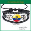 Unique South American Flag Time Gem Black Leather Multilayer Braided Bracelet