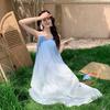2026 French Seaside Gradient Strappy Sleeveless Beach Dress