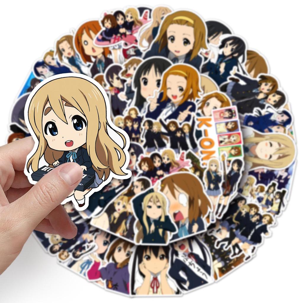K-On! Anime Sticker Book: 50 Waterproof Resin-Coated Cute Stickers for Water Bottles and More