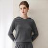 Autumn Winter Pure Cashmere Women's Hooded Loose Knit Sweater Pullover
