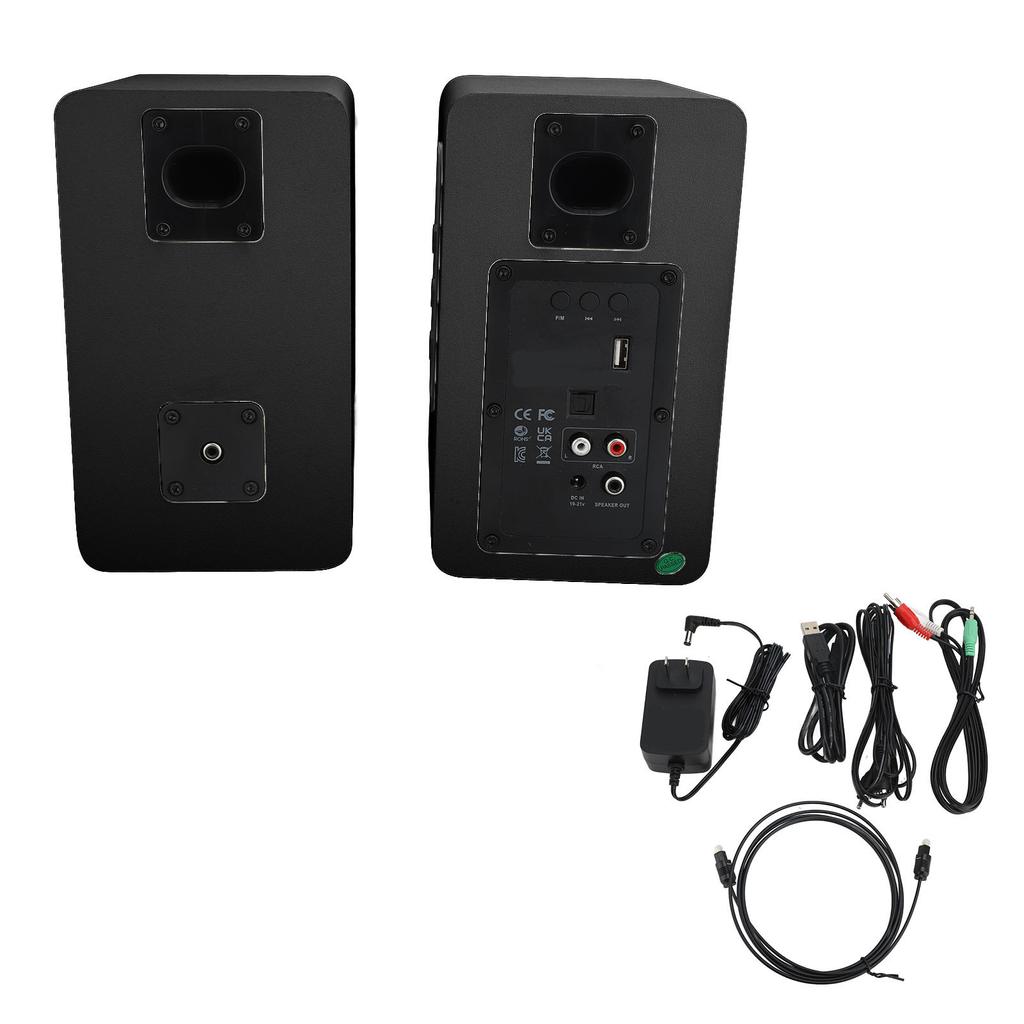Bookshelf Speaker Set 3 Inch Black HiFi Sound Supports Bluetooth Optical Fiber AV USB Input Home Theater Speaker