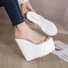 Fashion 16CM Summer Concise Clear Transparent Peep Toe Platform Wedges Slippers Sandals Women Fashion High Heels Runway Shoes
