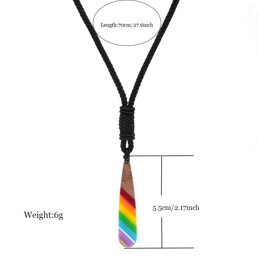 

New Colorful Long Necklace For Men Women 5 Shapes Wooden Collar Handmade Braided String Chain Leisure Versatile Accessories
