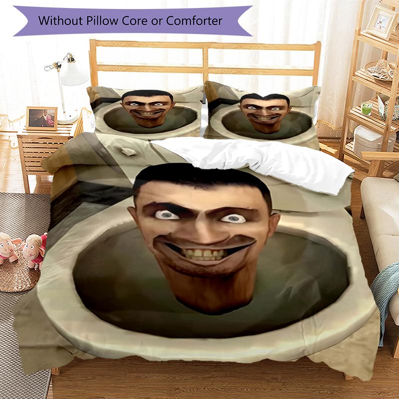 3pcs Skibidi Toilet Multiverse2 Design Cover Set - HD Printed Bedding with 1 Cover and 2 Pillowcases - Perfect for Home and Dorm Decor