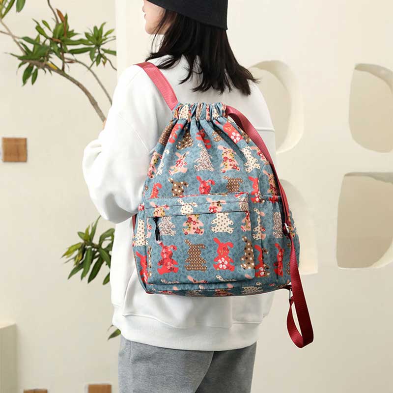 Leichte Bündeltasche im ethnischen Stil, Umhängetasche, wasserdichter Rucksack aus Nylon und Oxford-Gewebe mit Kordelzug, Hunderte bedruckte Reisetaschen, Flut