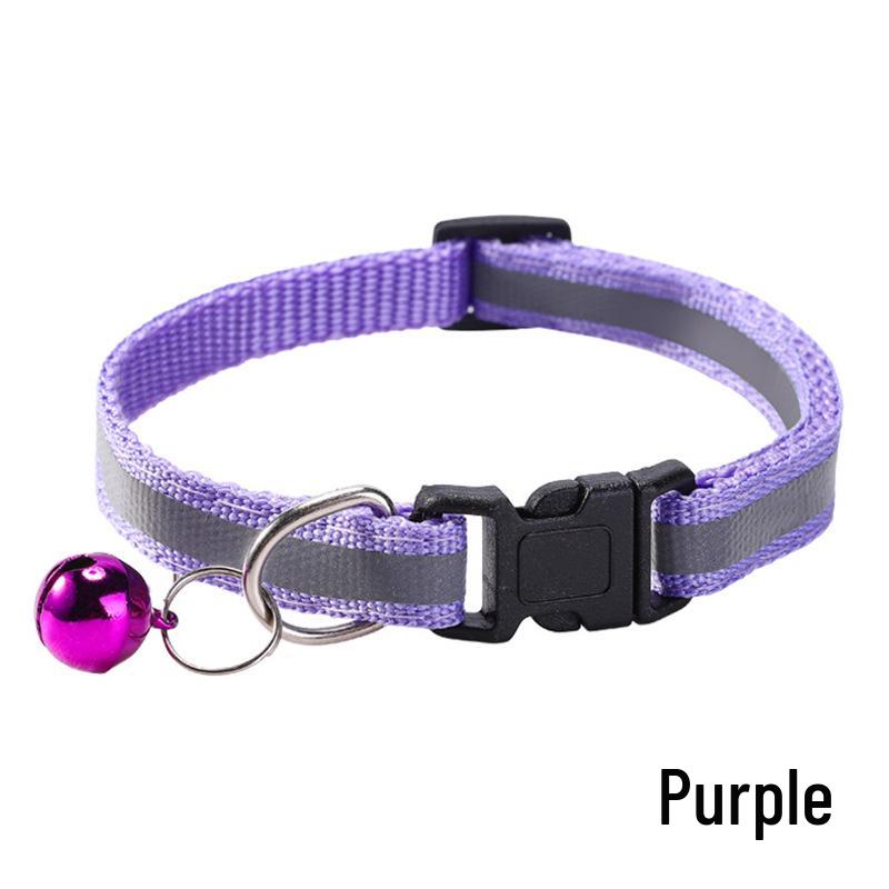 Reflective Adjustable Pet Collar with Bell for Cats & Dogs - Universal Fit, In Stock