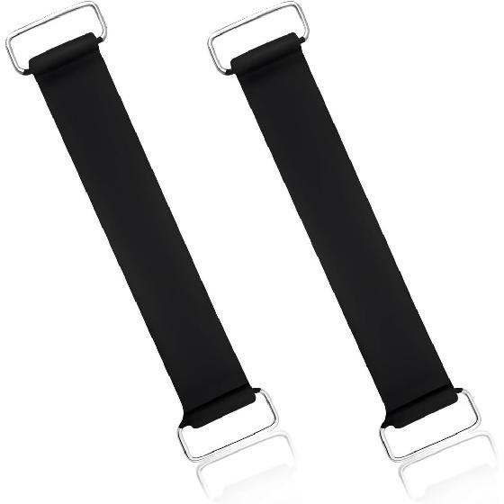 2-Piece Motorcycle Battery Strap, Stretchable Rubber Band Battery Holder Belt with Metal Buckle