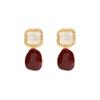Retro French Hepburn-Style Wine Red Shell Earrings: Elegant Socialite Hong Kong Trend