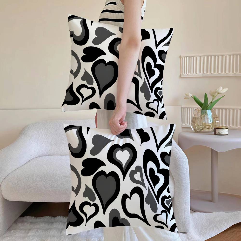 Fashion Love Heart Pillow Case Sofa and Living Room Decorative Cushion Covers Dustproof and Miteproof Invisible Zipper