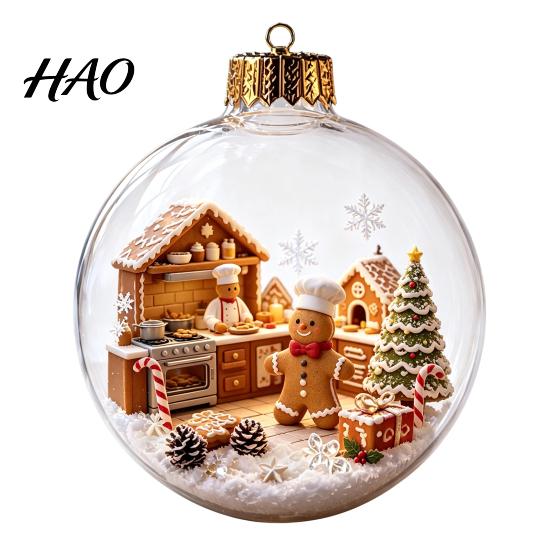 Reusable Holiday Hanging Ornaments Light Up Christmas Scene Ball Ornament with Warm LED Glowing Story for Indoor Festive Night Lights Tree Decor