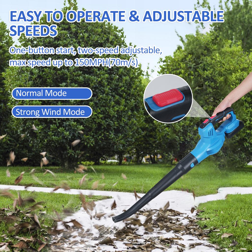 20V Cordless Leaf Blower, 300W Powerful Brushed Motor,  150MPH Portable Handheld Power Leaf Blower,