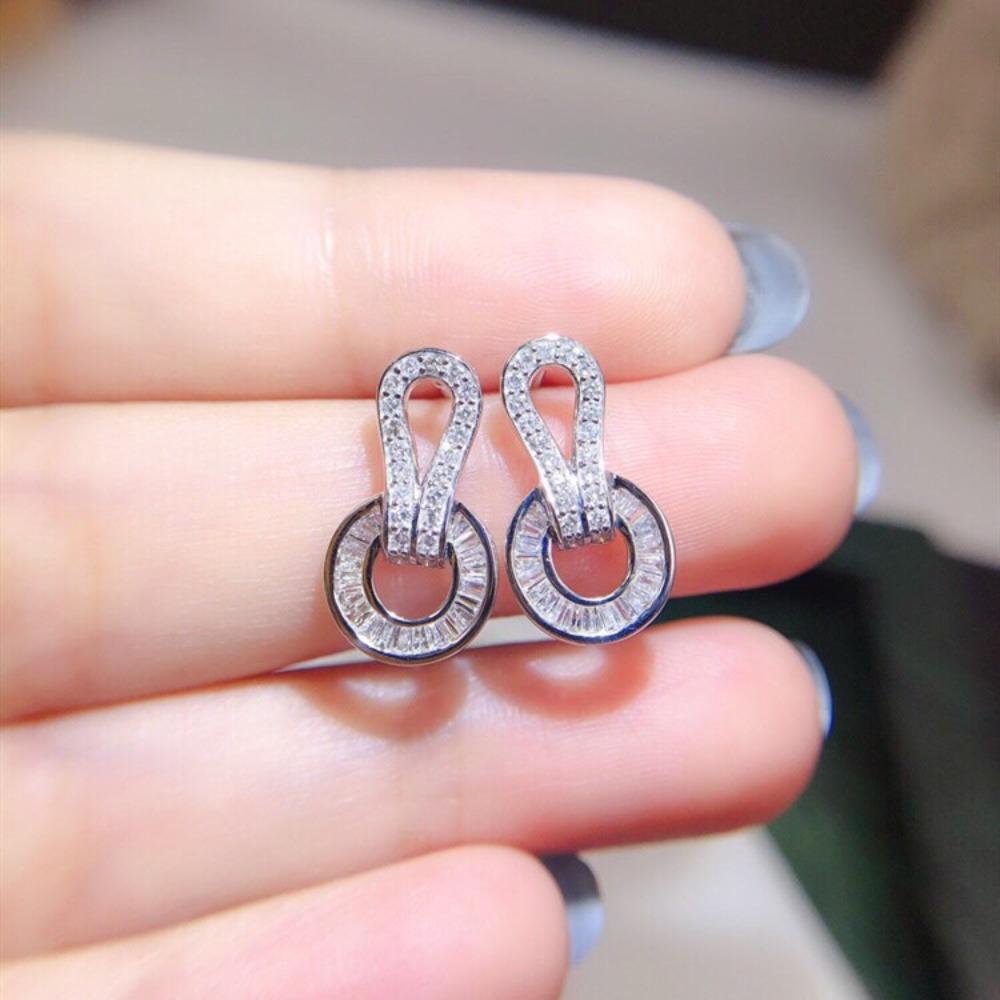 

18K Gold Plated Simulated Zircon Stud Earrings Full Diamond Fashion Women Earrings