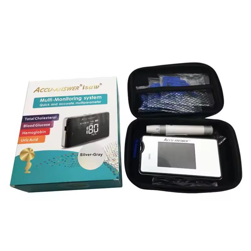 Accu Answer Cholesterin, Blutzucker, Harnsäure, Hämoglobin 4-in-1 Instrument mit Teststreifen
