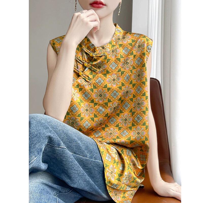 Demana Women s New Chinese Style Jacquard Shirt L
