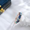 New  Rose Gold Color Ring For Women Luxury Blue Natural Zircon Leaf Ethnic Wedding Jewelry Daily Party Accessories