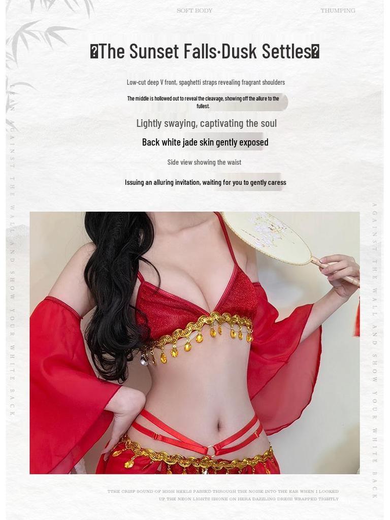 Exotic Princess Lace-up Nightdress: Sexy Open Chest Lingerie for Dancers
