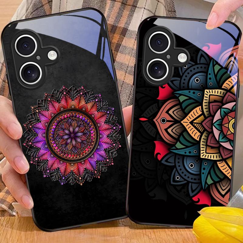 Luminous Black Lotus For Apple IPhone 16E 16 E 11 13 15 P Ro 14 Pro Max 12 Mini 7 8 Plus XR XS Black Tempered Glass Phone Case